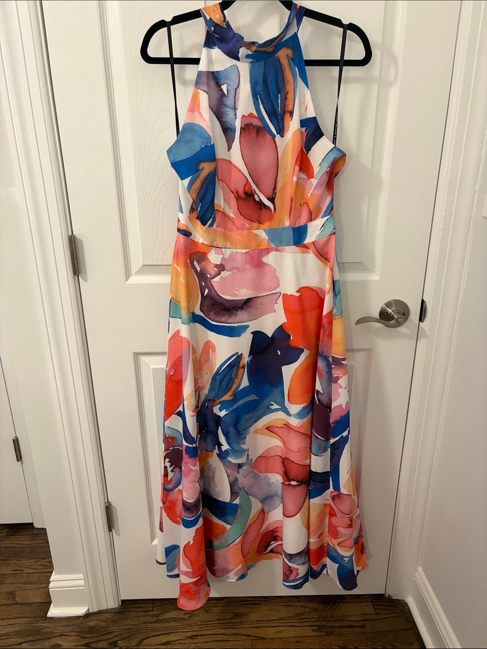 Halter-Neck Floral Watercolor Maxi Dress - Multicolor